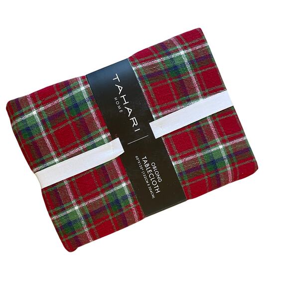 Tahari Home Holiday Plaid Tablecloth 60x120 100% Cotton Classic Christmas NEW - Picture 8 of 11